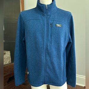 LL Bean Sweater Full Zip Jacket Mens Medium Blue Full Zip Outdoor Hike Trail